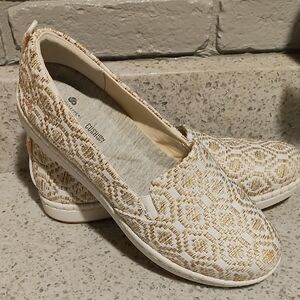 Cloudsteppers by Clarks Gold and Cream Loafers